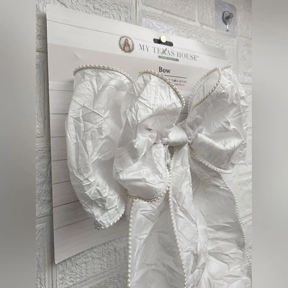 White Crepe Pearl Decorative Bow , 20